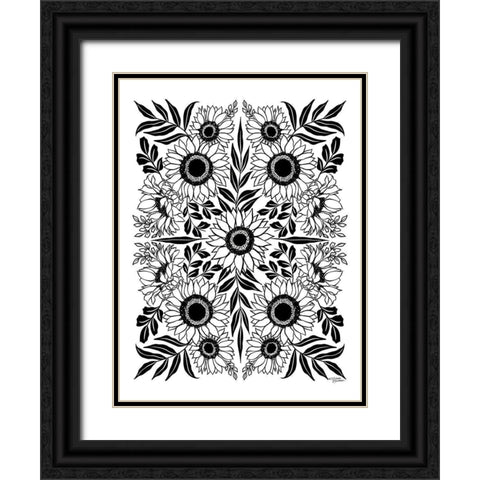 Sunflower Medley Black Ornate Wood Framed Art Print with Double Matting by Norman, Michele