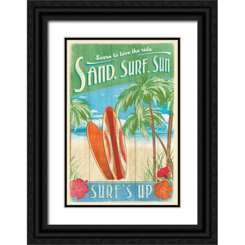 Surfs Up Black Ornate Wood Framed Art Print with Double Matting by Mollie B.