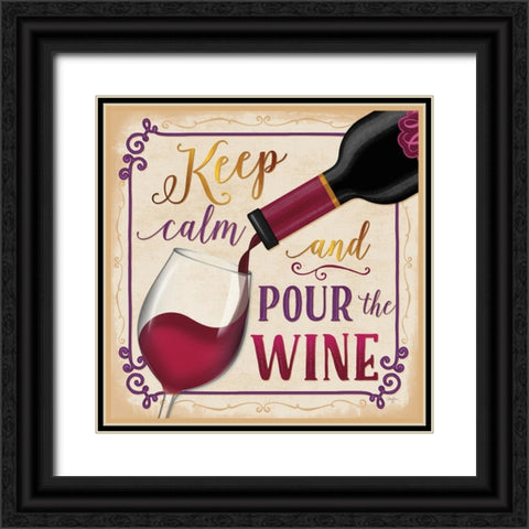Pour the Wine Black Ornate Wood Framed Art Print with Double Matting by Mollie B.