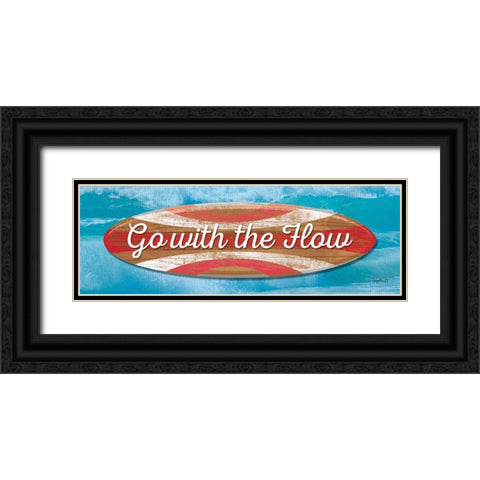 Go With the Flow Black Ornate Wood Framed Art Print with Double Matting by Mollie B.