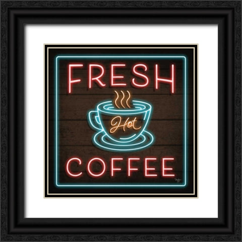 Neon Fresh Coffee Black Ornate Wood Framed Art Print with Double Matting by Mollie B.