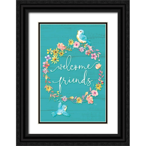 Welcome Spring Family Black Ornate Wood Framed Art Print with Double Matting by Mollie B.