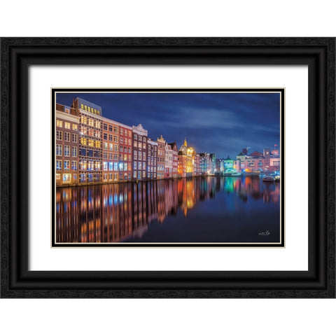 Building Row Reflections 2 Black Ornate Wood Framed Art Print with Double Matting by Podt, Martin