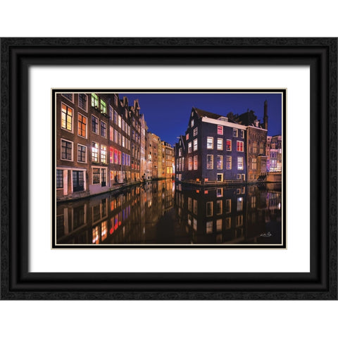 Building Row Reflections 3 Black Ornate Wood Framed Art Print with Double Matting by Podt, Martin