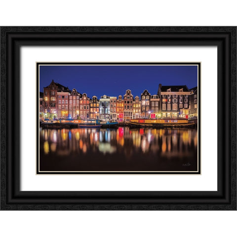Building Row Reflections 4 Black Ornate Wood Framed Art Print with Double Matting by Podt, Martin