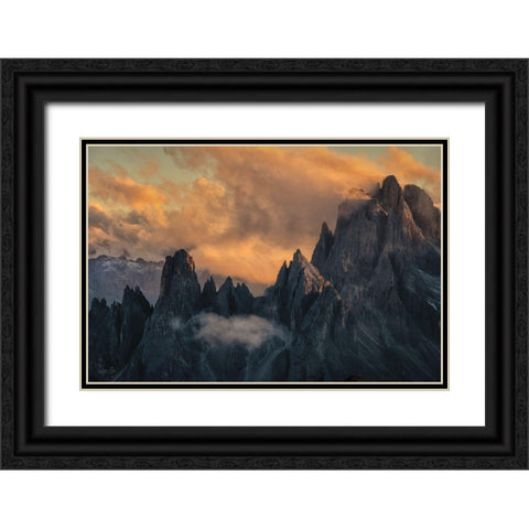 Dramatic Sunset in the Dolomites  Black Ornate Wood Framed Art Print with Double Matting by Podt, Martin