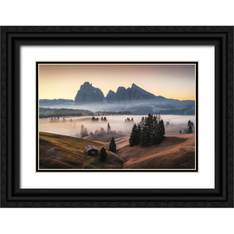 Seiser Alm Before Sunrise  Black Ornate Wood Framed Art Print with Double Matting by Podt, Martin
