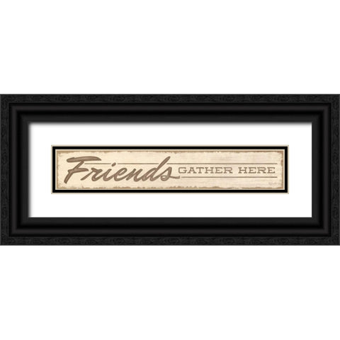 Friends Gather Here Black Ornate Wood Framed Art Print with Double Matting by Rader, Lauren