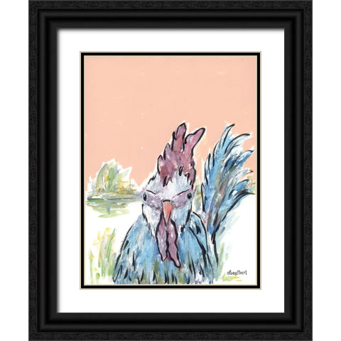 Cock-A-Doodle-Doo Black Ornate Wood Framed Art Print with Double Matting by Ebert, Roey