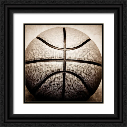 Vintage Basketball Black Ornate Wood Framed Art Print with Double Matting by Rigsby, Jennifer