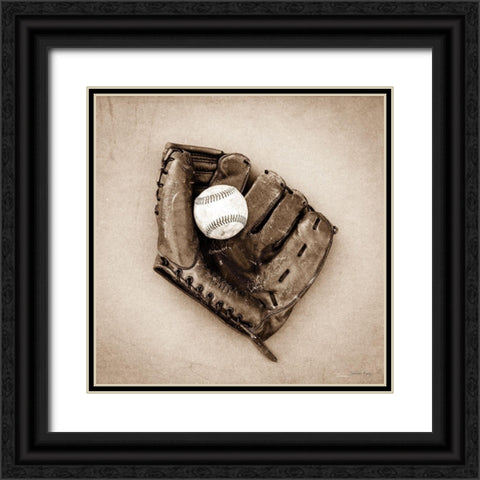 Vintage Baseball Black Ornate Wood Framed Art Print with Double Matting by Rigsby, Jennifer