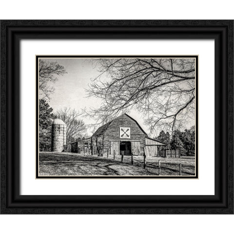 At Home in the Barn Black Ornate Wood Framed Art Print with Double Matting by Rigsby, Jennifer