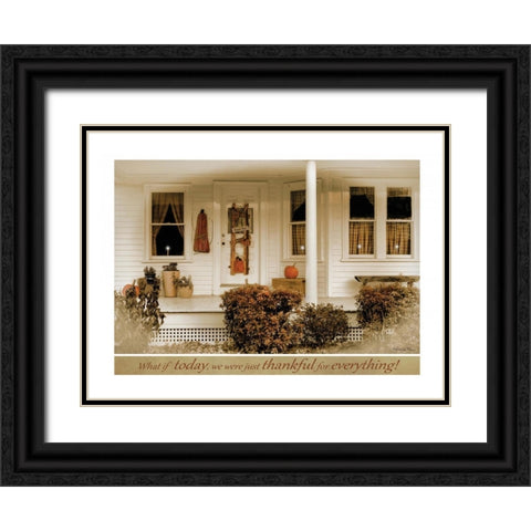Thankful for Everything Black Ornate Wood Framed Art Print with Double Matting by Vieira, Robin-Lee