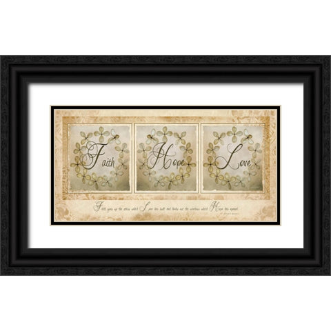 Faith, Hope, Love Black Ornate Wood Framed Art Print with Double Matting by Vieira, Robin-Lee