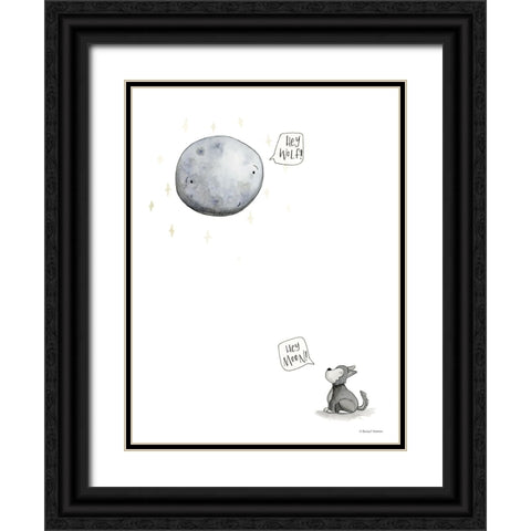 Wolf and the Moon Black Ornate Wood Framed Art Print with Double Matting by Nieman, Rachel