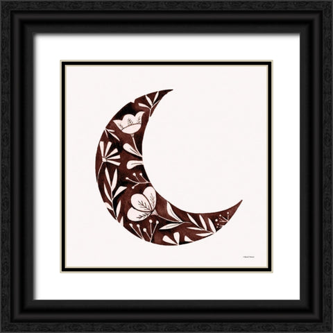 Floral Moon Silhouette Black Ornate Wood Framed Art Print with Double Matting by Nieman, Rachel