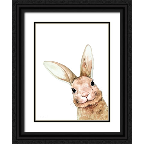 Fluffy Peekaboo Bunny Black Ornate Wood Framed Art Print with Double Matting by Nieman, Rachel