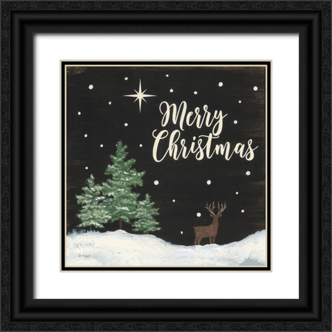 Merry Woodland Christmas Black Ornate Wood Framed Art Print with Double Matting by Soulspeak And Sawdust