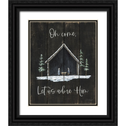 Adore Him Black Ornate Wood Framed Art Print with Double Matting by Soulspeak And Sawdust
