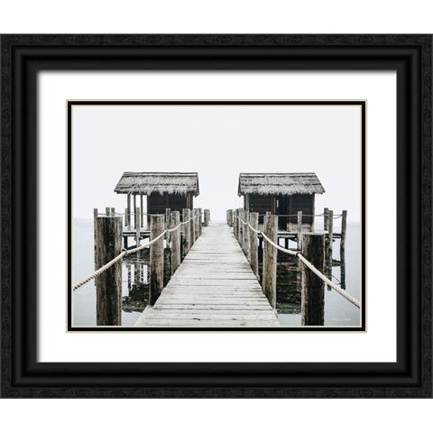Ocean Pier Black Ornate Wood Framed Art Print with Double Matting by Ball, Susan