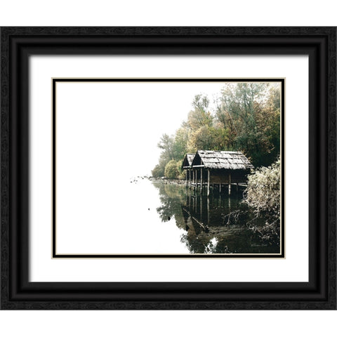 Docs on the Lake Black Ornate Wood Framed Art Print with Double Matting by Ball, Susan