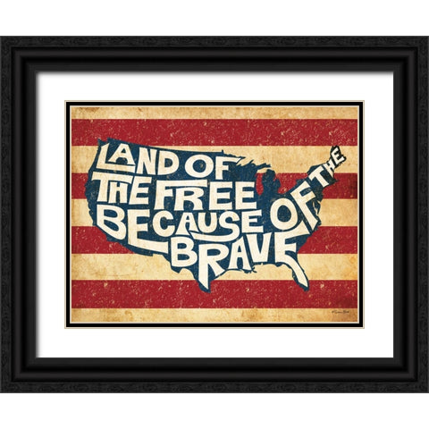 Land of the Free Black Ornate Wood Framed Art Print with Double Matting by Ball, Susan