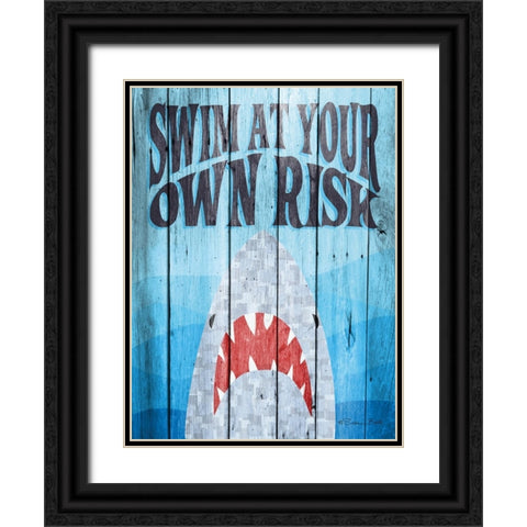 Swim at Your Own Risk Black Ornate Wood Framed Art Print with Double Matting by Ball, Susan