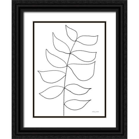 Leaf Sketch 3 Black Ornate Wood Framed Art Print with Double Matting by Ball, Susan