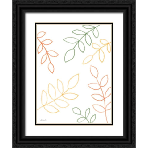 Colorful Leaves Black Ornate Wood Framed Art Print with Double Matting by Ball, Susan