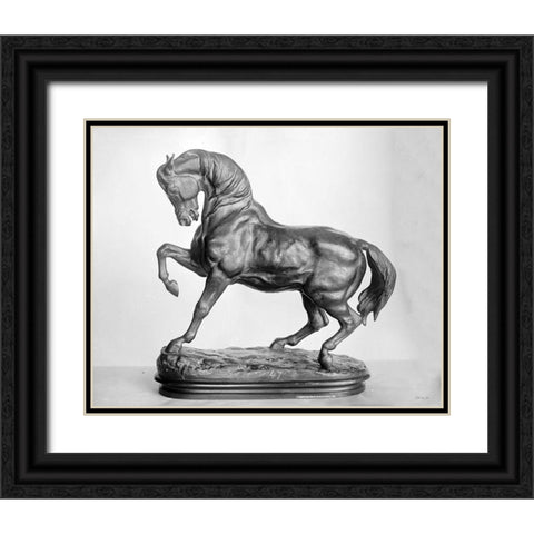 Roman Horse Statue 2 Black Ornate Wood Framed Art Print with Double Matting by Stellar Design Studio