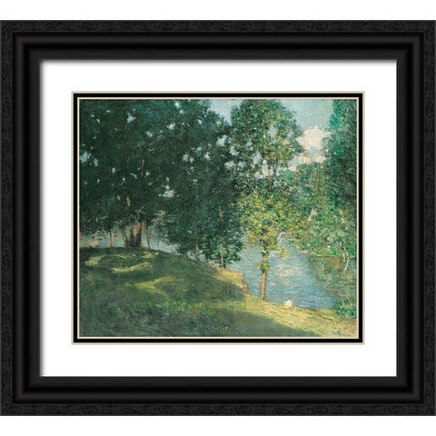 Afternoon Reflection Black Ornate Wood Framed Art Print with Double Matting by Stellar Design Studio