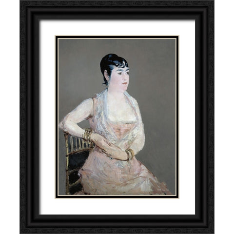 Lady in Pink Black Ornate Wood Framed Art Print with Double Matting by Stellar Design Studio