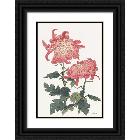Pink Floral 3 Black Ornate Wood Framed Art Print with Double Matting by Stellar Design Studio