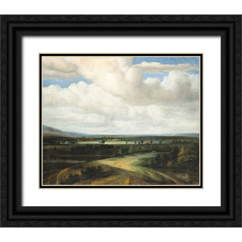 Country Estate from Afar Black Ornate Wood Framed Art Print with Double Matting by Stellar Design Studio