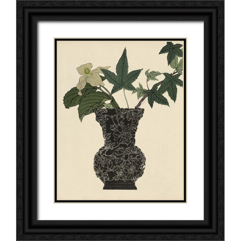 Ebony Vase 1 Black Ornate Wood Framed Art Print with Double Matting by Stellar Design Studio