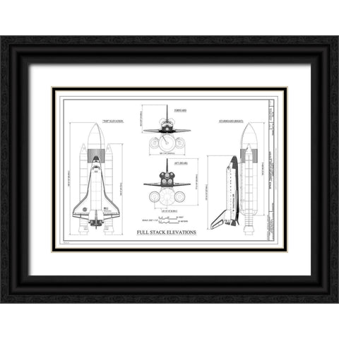 Discovery Full Stack Elevations Black Ornate Wood Framed Art Print with Double Matting by Stellar Design Studio