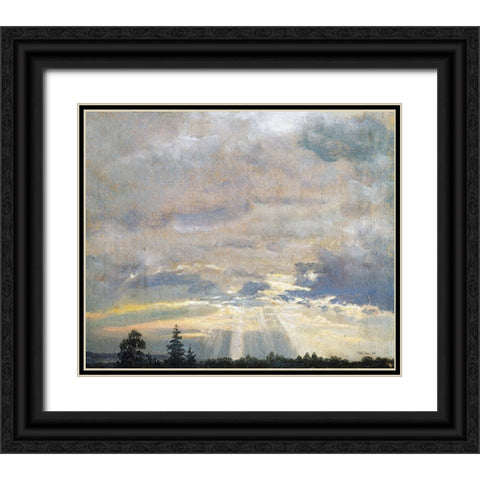 Cloud Study with Sunbeams Black Ornate Wood Framed Art Print with Double Matting by Stellar Design Studio