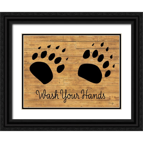 Cabin Wash Your Hands Black Ornate Wood Framed Art Print with Double Matting by Yass Naffas Designs
