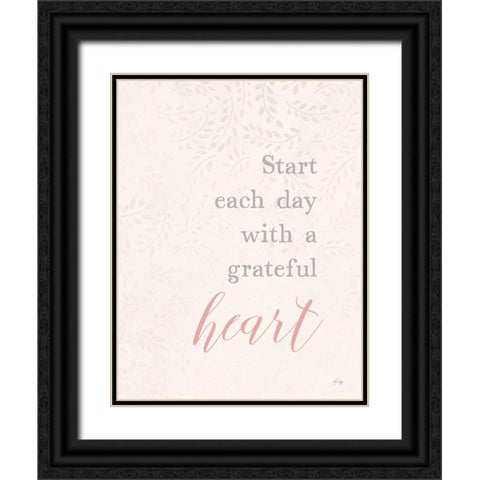 Grateful Heart Black Ornate Wood Framed Art Print with Double Matting by Yass Naffas Designs