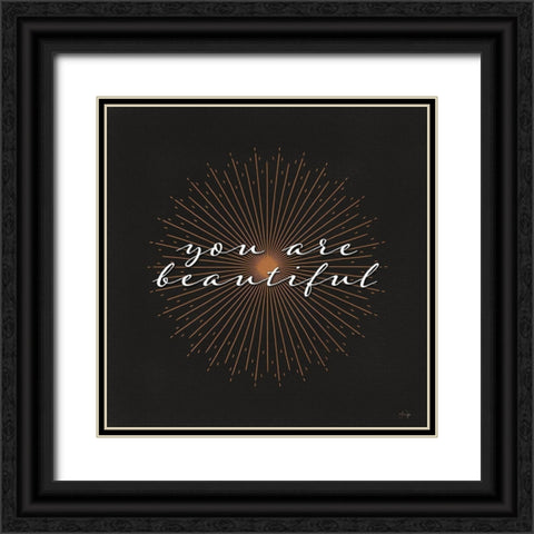 You Are Beautiful Black Ornate Wood Framed Art Print with Double Matting by Yass Naffas Designs