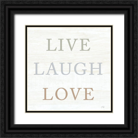 Live, Laugh, Love Black Ornate Wood Framed Art Print with Double Matting by Yass Naffas Designs
