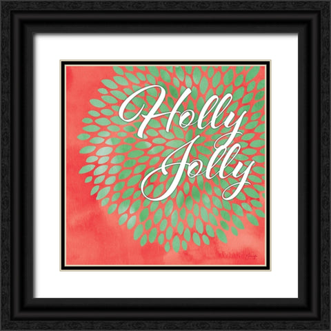 Holly Jolly Black Ornate Wood Framed Art Print with Double Matting by Yass Naffas Designs