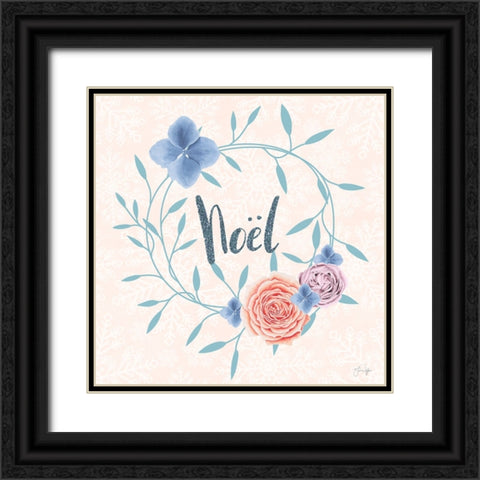 Pastel Noel Wreath Black Ornate Wood Framed Art Print with Double Matting by Yass Naffas Designs