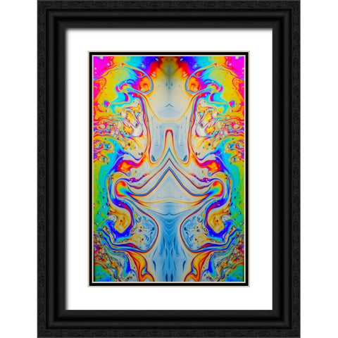 Abstract pattern of refracted light in soap bubble Black Ornate Wood Framed Art Print with Double Matting by Jones, Adam