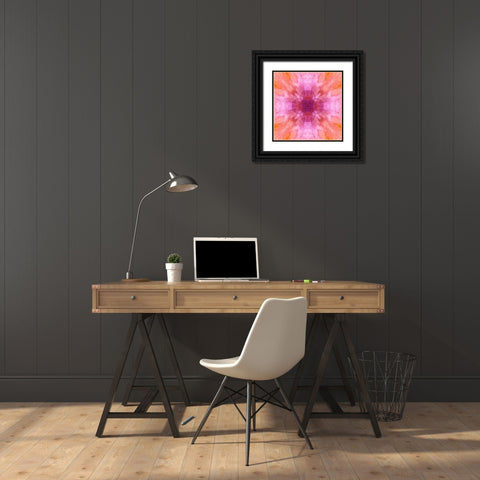Pink and orange abstract Black Ornate Wood Framed Art Print with Double Matting by Jaynes Gallery