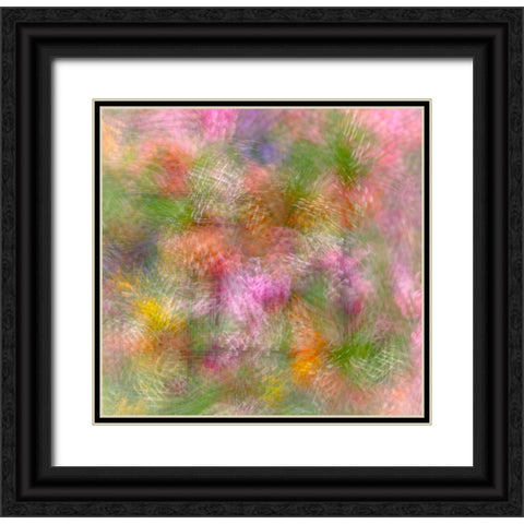 Colorful floral abstract Black Ornate Wood Framed Art Print with Double Matting by Jaynes Gallery