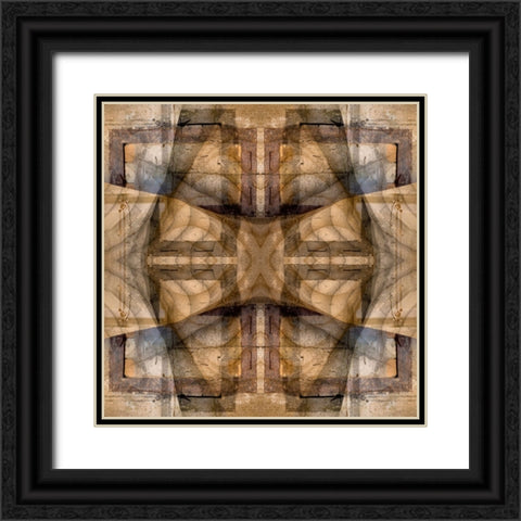 Earth tone quilt-like abstract Black Ornate Wood Framed Art Print with Double Matting by Jaynes Gallery