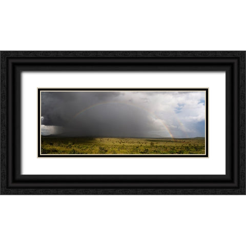 A rainbow over the savannah-Tsavo-Kenya Black Ornate Wood Framed Art Print with Double Matting by Pitamitz, Sergio
