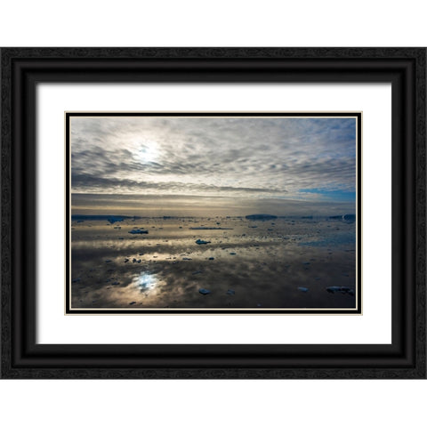 Floating ice on South Atlantic Ocean-Antarctica Black Ornate Wood Framed Art Print with Double Matting by Su, Keren