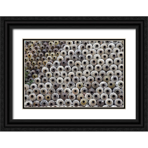 Big pile of wine jars in a winery-Zhejiang Province-China Black Ornate Wood Framed Art Print with Double Matting by Su, Keren